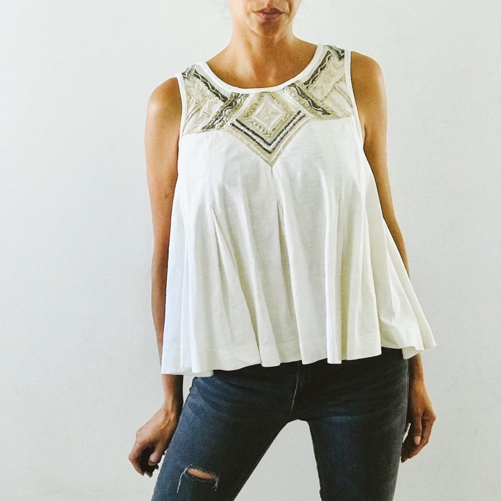 Free people embroidered top size XS